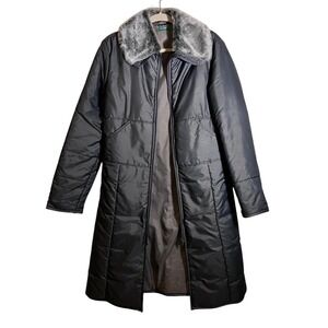 United Colors of Benetton Puffer Coat with Faux‎ Fur Collar in Grey, Size M
